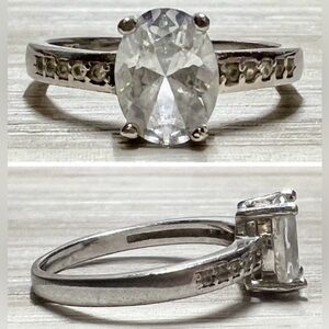 Vintage Sterling Silver Cubic Zirconia Solitaire Ring, Size 5.75